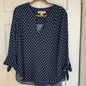 Michael Kors Dark Blue Geometric Blouse